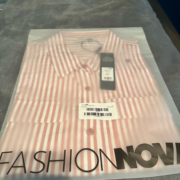 You Better Work Striped Shirt II - Pink/White - Picture 5 of 5